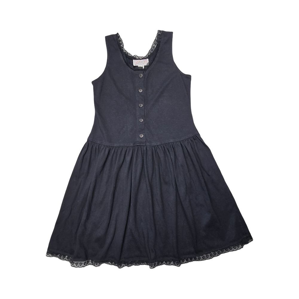 Spice of Life Mini Skater Dress Drop Waist Lace Trim Vintage 90s SM Grunge Alt